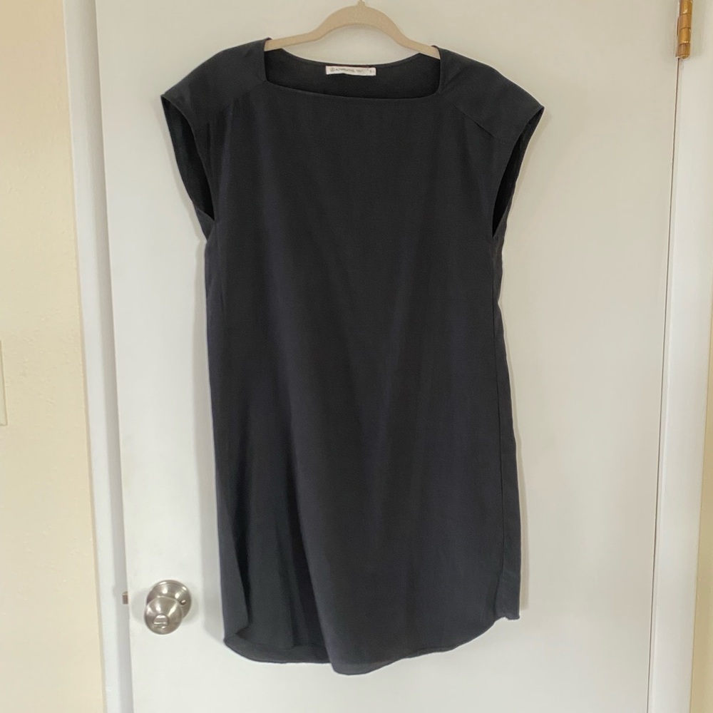 Silk Cotton Minimalist Dress Cap-Sleeve Shift Travel Capsule Lightweight Small